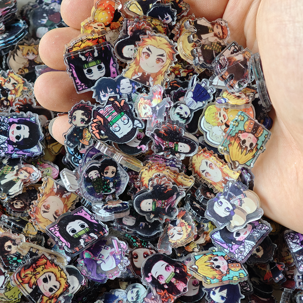 Phone Accessories Images - 50pcs/set Demon Slayer Anime Resin Accessories